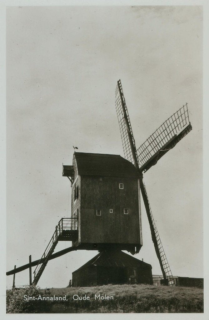 Sint - Annaland Oude Molen 1957, Ophalen of Verzenden, 1940 tot 1960, Ongelopen, Zeeland