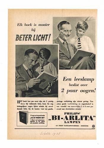 Philips - Advertentie uit Tijdschrift 1938, Verzamelen, Tijdschriften, Kranten en Knipsels, Ophalen of Verzenden, 1920 tot 1940