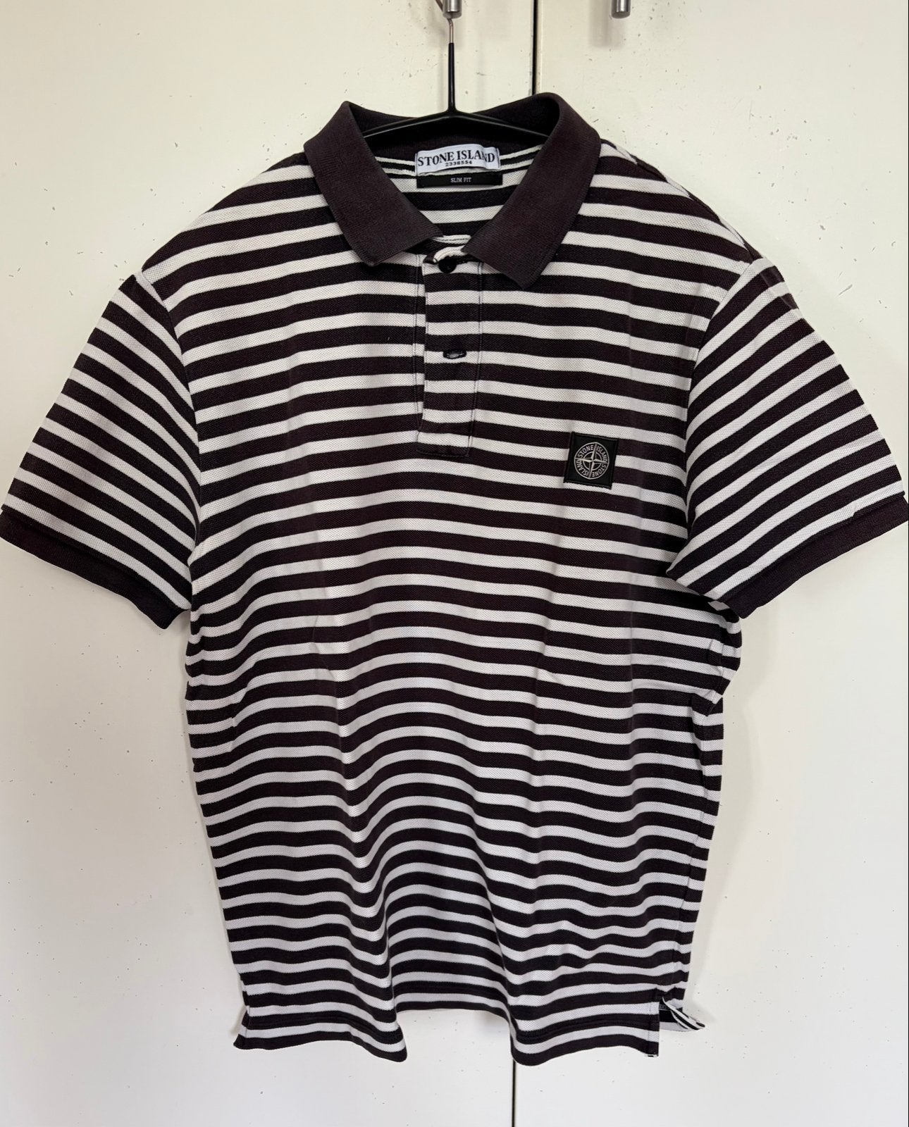 Vintage Stone Island Bruin/Wit Gestreepte Polo XL, Ophalen of Verzenden, Gedragen, Maat 56/58 (XL), Meerkleurig