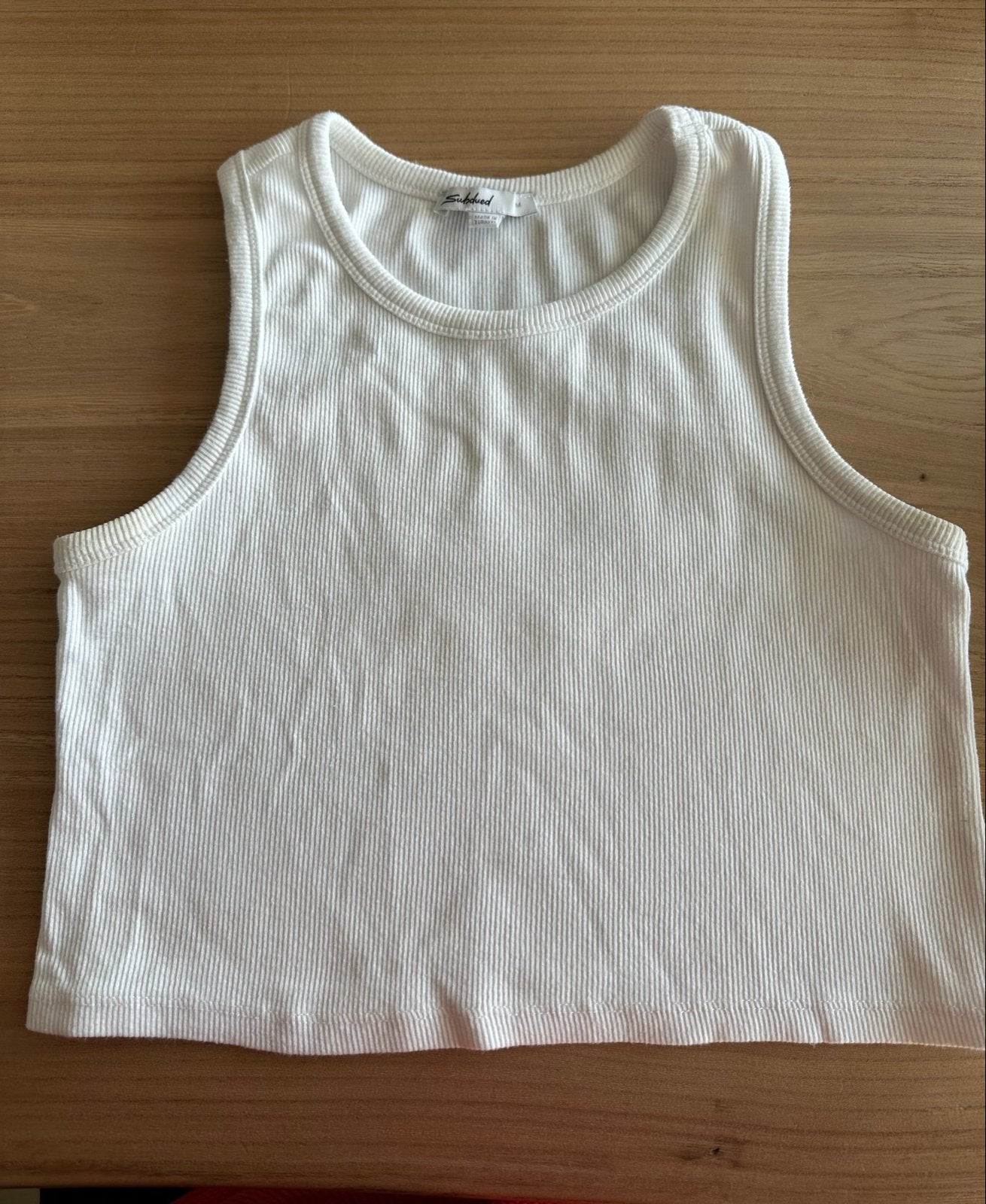 Subdued Witte Rib Crop Top, Maat 38/40 (M), Wit, Ophalen of Verzenden, Zo goed als nieuw