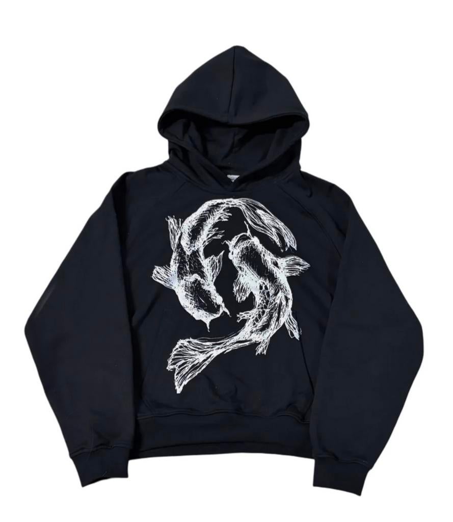 White and Balck Koi Fish Hoodie, Ophalen of Verzenden, Nieuw, Zwart