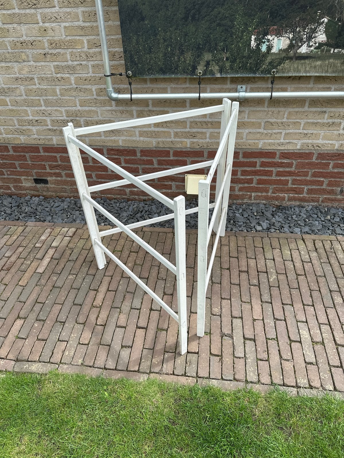 Antiek Vintage authentiek wit houten droogrek, Antiek en Kunst, Ophalen