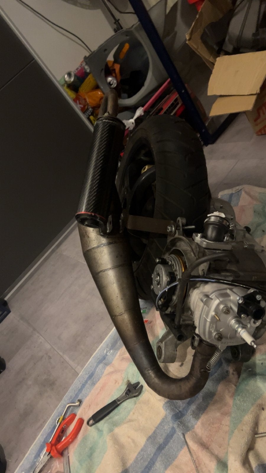Gianelli schot v4 met voca cross demper, Fietsen en Brommers, Ophalen, Gebruikt, Uitlaat, Piaggio