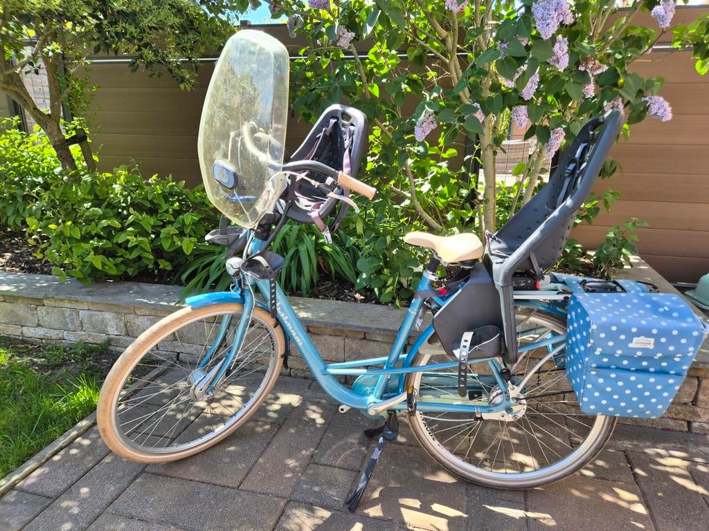 Batavus damesfiets met 2 kinderzitjes en fietstassen, Ophalen