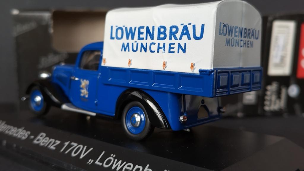 Mercedes Benz 170 V Pritsche Löwenbrau bier 1:43 Schuco Pol, Overige merken, Auto, Verzenden, Werkstrasse 1 Fürth Germany