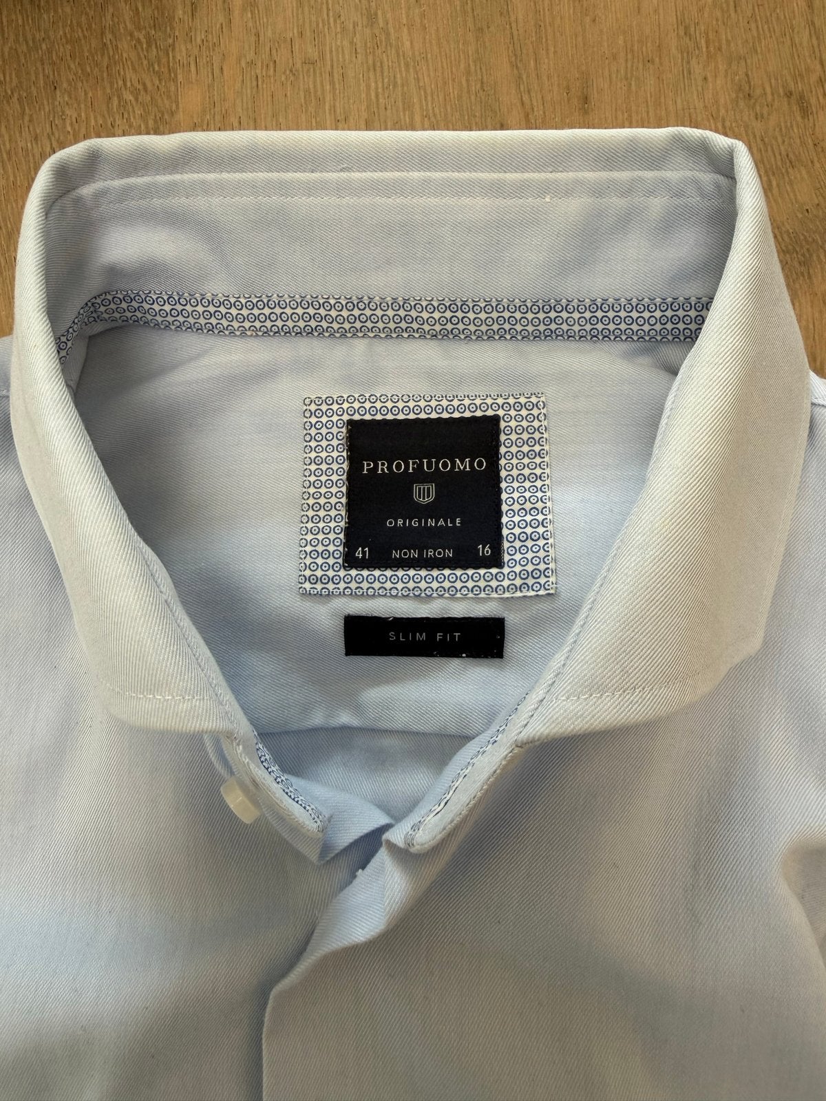 Profuomo Slim Fit overhemd - Lichtblauw - Halswijdte 41, Ophalen of Verzenden, Zo goed als nieuw, Blauw, Halswijdte 41/42 (L)