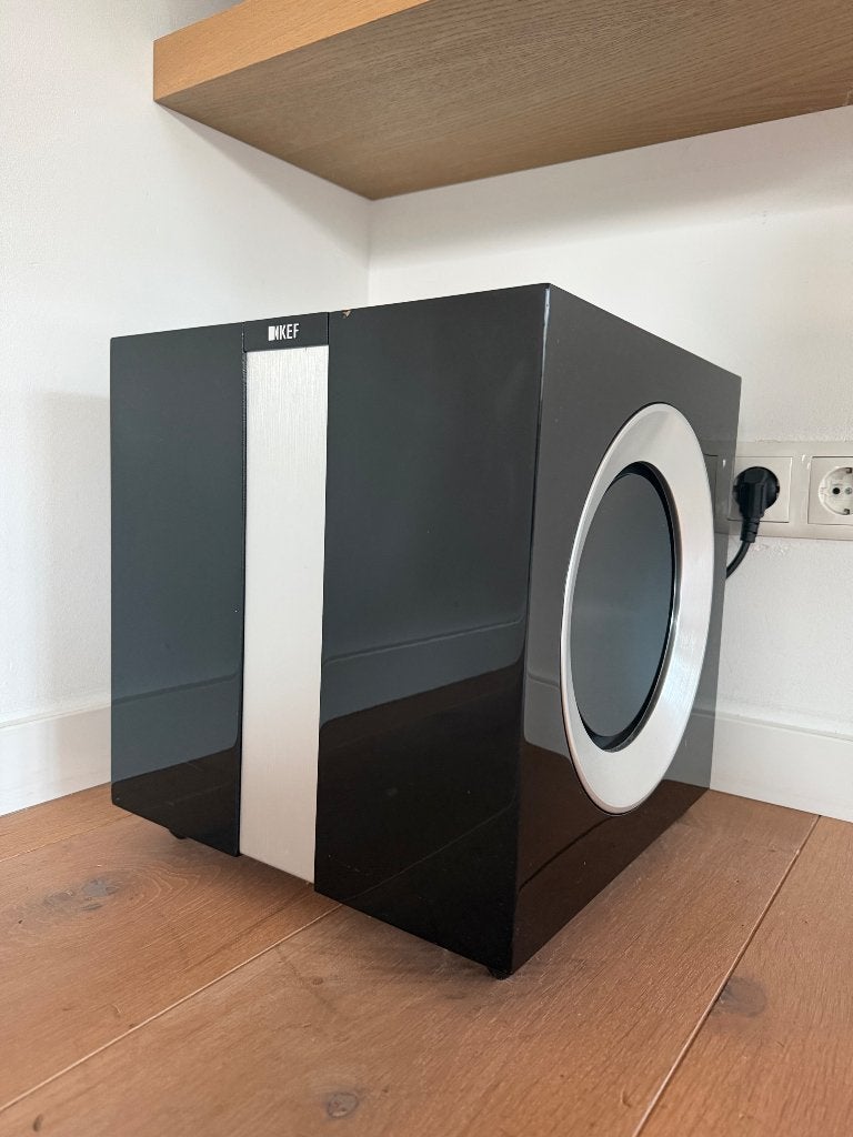 KEF LS50 + R200c + R400b | High-end speakerset | Zwart, Subwoofer, Zo goed als nieuw, KEF, Ophalen