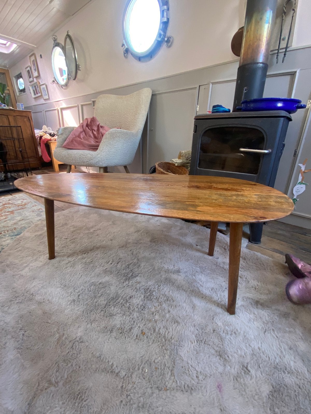 Salontafel mangohout Karwei nieuw, Ophalen of Verzenden, Nieuw, Rond, 50 tot 100 cm