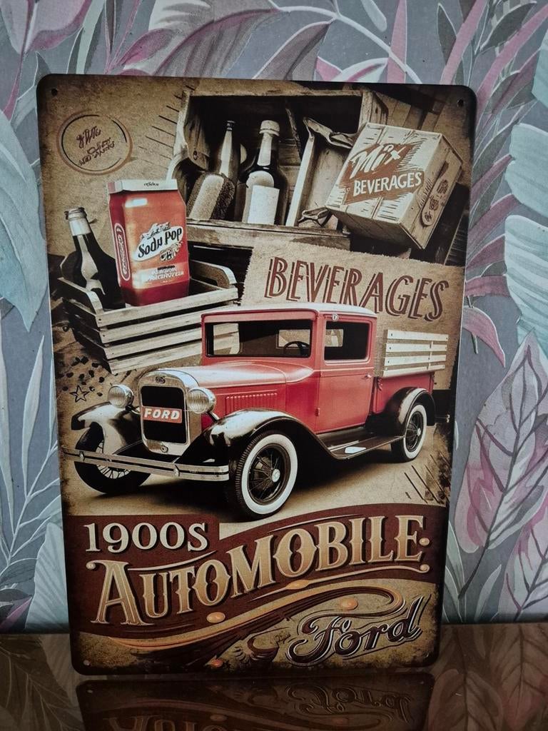 Ford 1900S automobile reclamebord, Verzamelen, Merken en Reclamevoorwerpen, Ophalen of Verzenden, Nieuw, Reclamebord