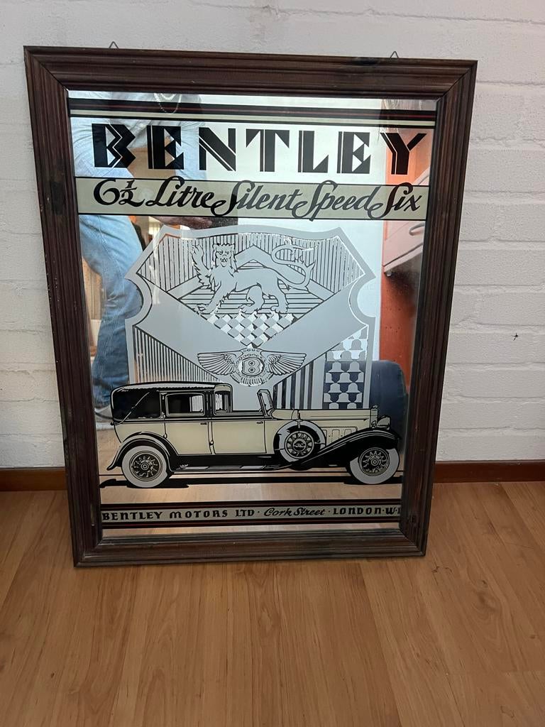 Vintage Bentley Spiegel - 6½ Litre Silent Speed Six, Ophalen, Gebruikt, Minder dan 100 cm, Rechthoekig