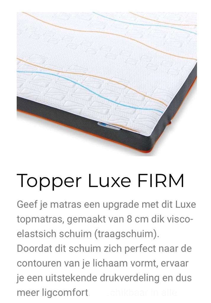 Nieuw Mline Intense DeLuxe 180x200 traagschuim topmatras, Ophalen, Matras, 180 cm, 200 cm