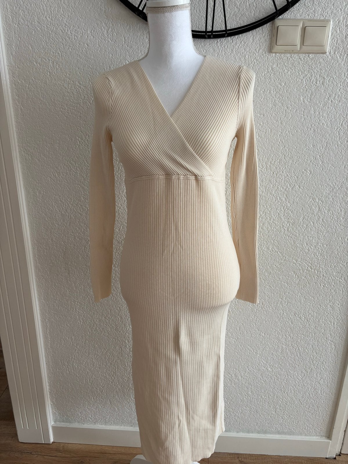 Zara Ribgebreide Jurk - Crèmekleurig, Maat M, Maat 38/40 (M), Beige, Nieuw, Ophalen of Verzenden
