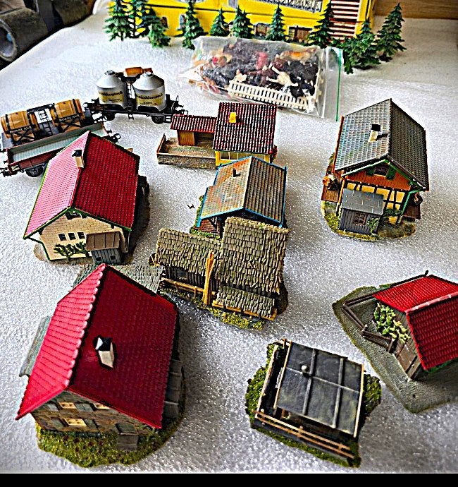 prachtige set Faller HO huisjes,wagons en toebehoren., Hobby en Vrije tijd, Wisselstroom, Wagon, Ophalen of Verzenden, Zo goed als nieuw