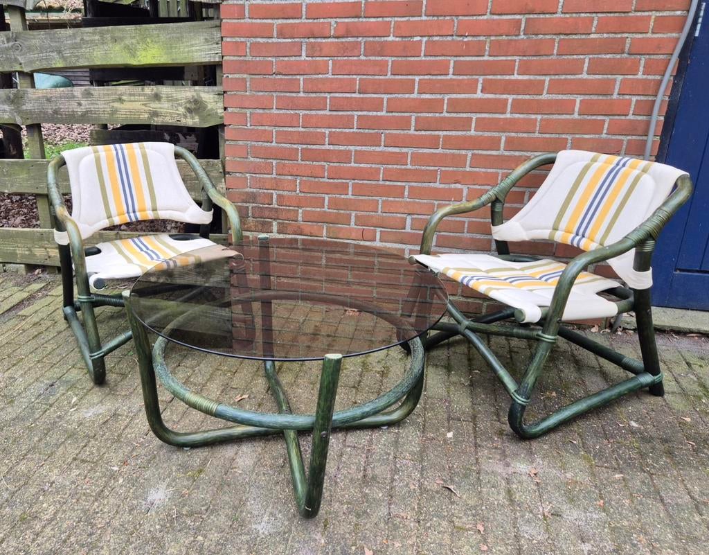 Vintage Ikea Espri safari set, Tuin en Terras, Tuinsets en Loungesets, Ophalen, Overige materialen, Stoel, 2 zitplaatsen