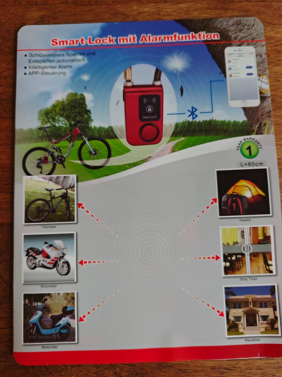 Smart Lock,kabelslot,zonder sleutel.Nieuw., Ophalen of Verzenden, Alarm, Kabelslot