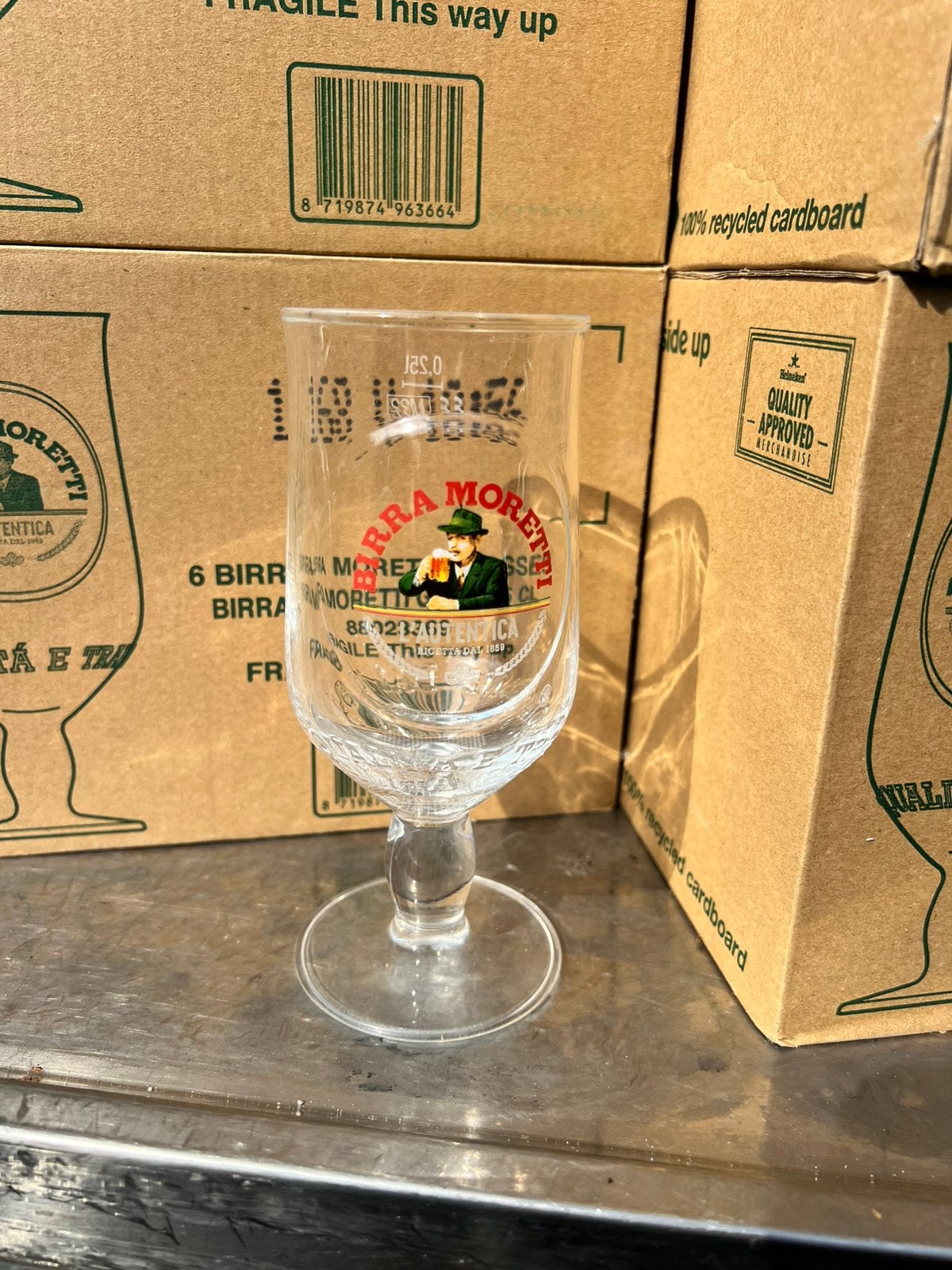 Birra Moretti glazen 25 cl, Ophalen of Verzenden, Nieuw, Glas of Glazen, Overige merken