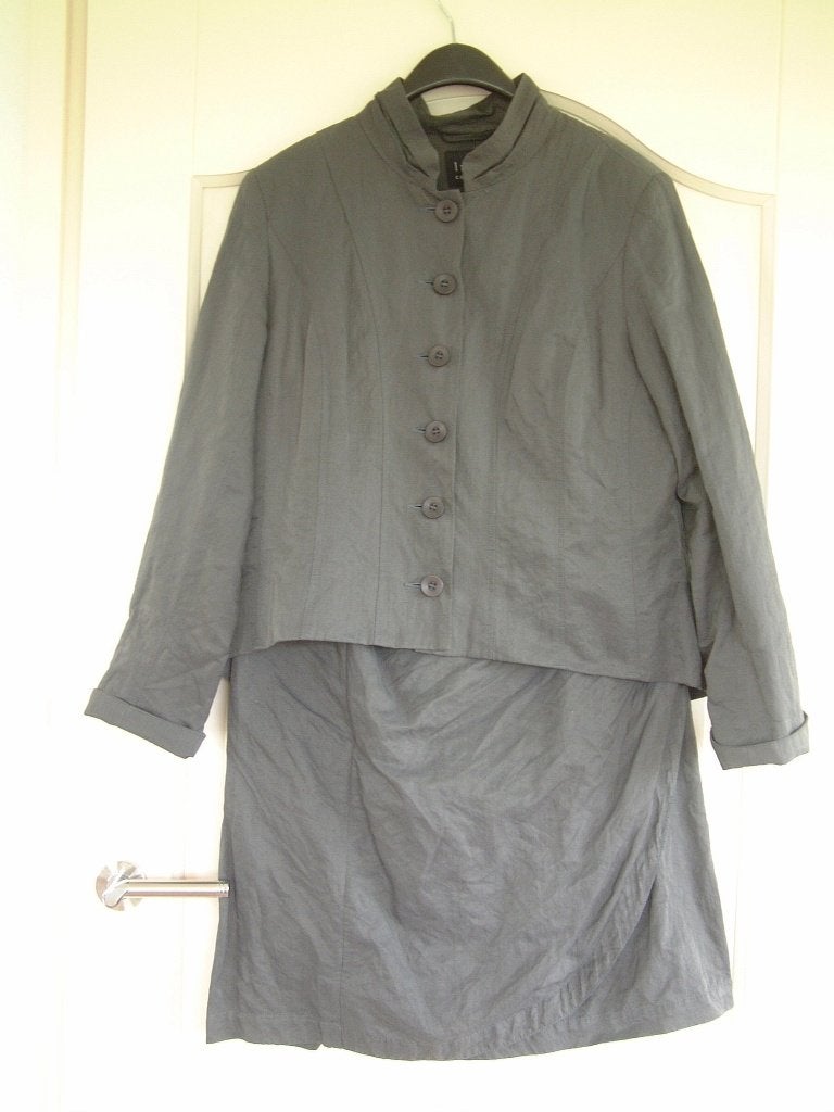 vintage jasje en rok grijs INIZIA collection maat 42, Kostuum of Pak, Maat 42/44 (L), Ophalen of Verzenden, Grijs