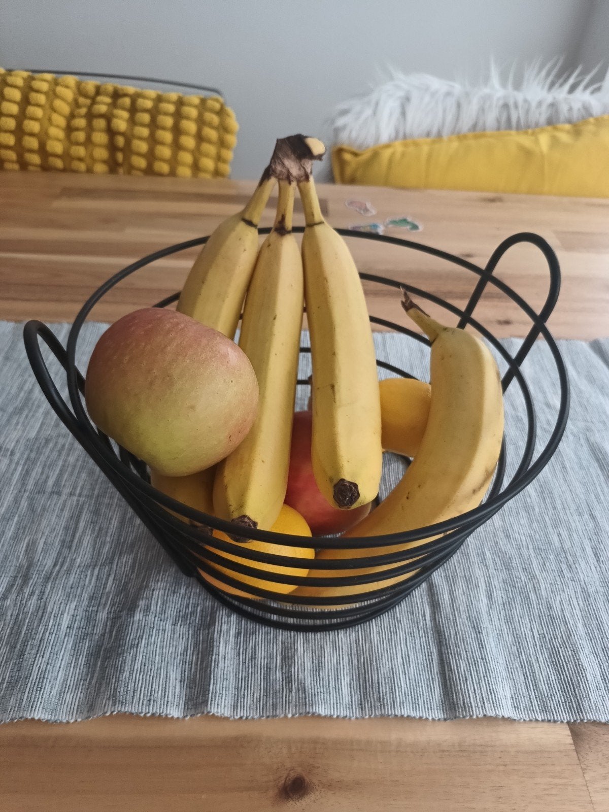 Zwarte metalen fruitschaal met handvatten, Ophalen, Met handvatten, Schaal, Rond