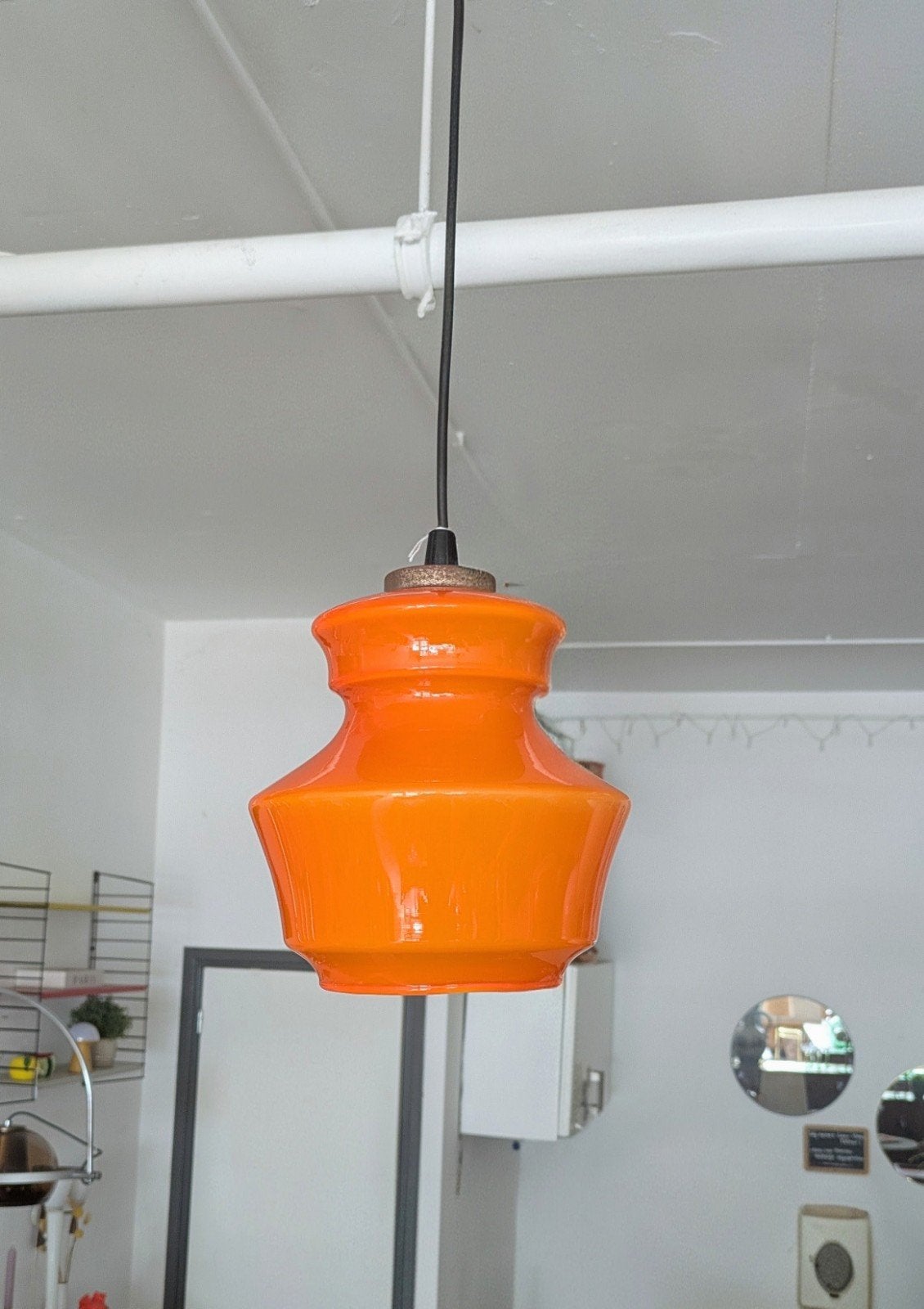Vintage retro hanglamp opaline glas (3 stuks beschikbaar), Ophalen, ., Glas, .