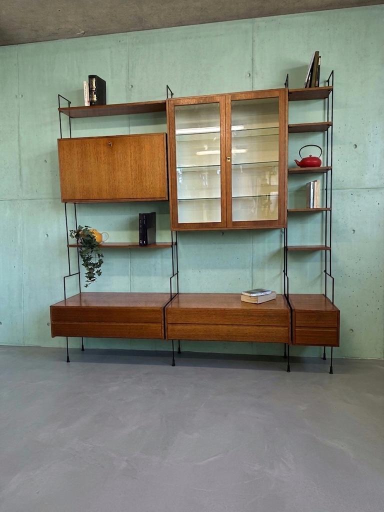 Vintage Omnia DDR Wallunit - Dieter Ernst Hillker - Teak & M, Gebruikt, 200 cm of meer, Teakhout, Ophalen of Verzenden