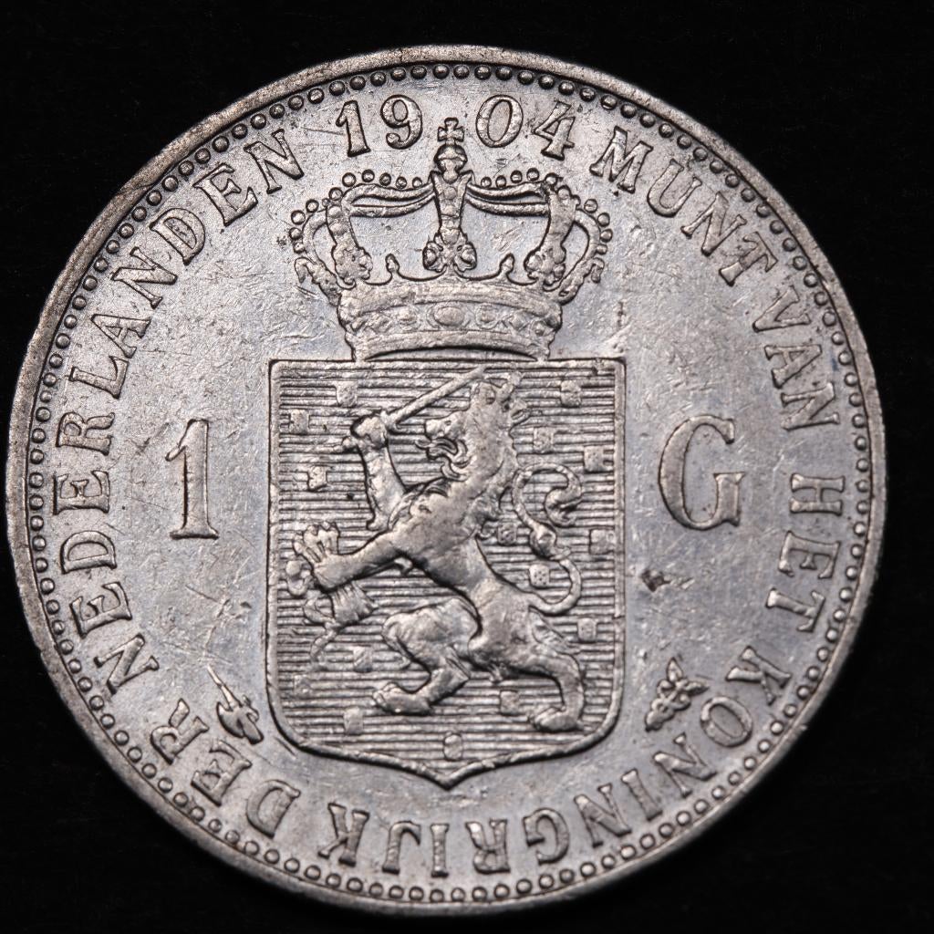 Gulden 1904. Zfr., 1 gulden, Zilver, Ophalen of Verzenden, Koningin Wilhelmina