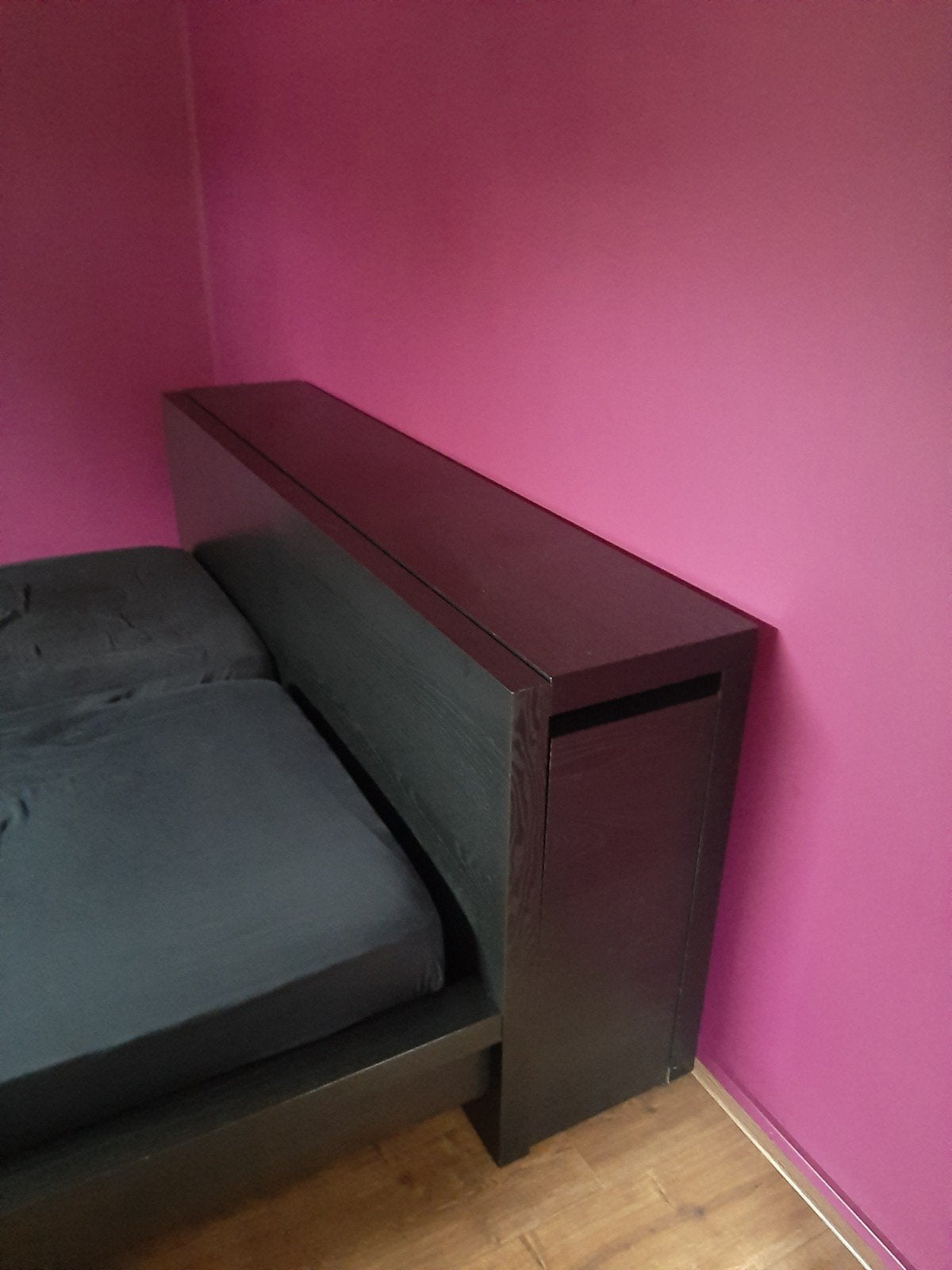 IKEA MALM hoofdbord  1.77 breed zwart/bruin, Huis en Inrichting, Ophalen, Gebruikt, Zwart, Tweepersoons