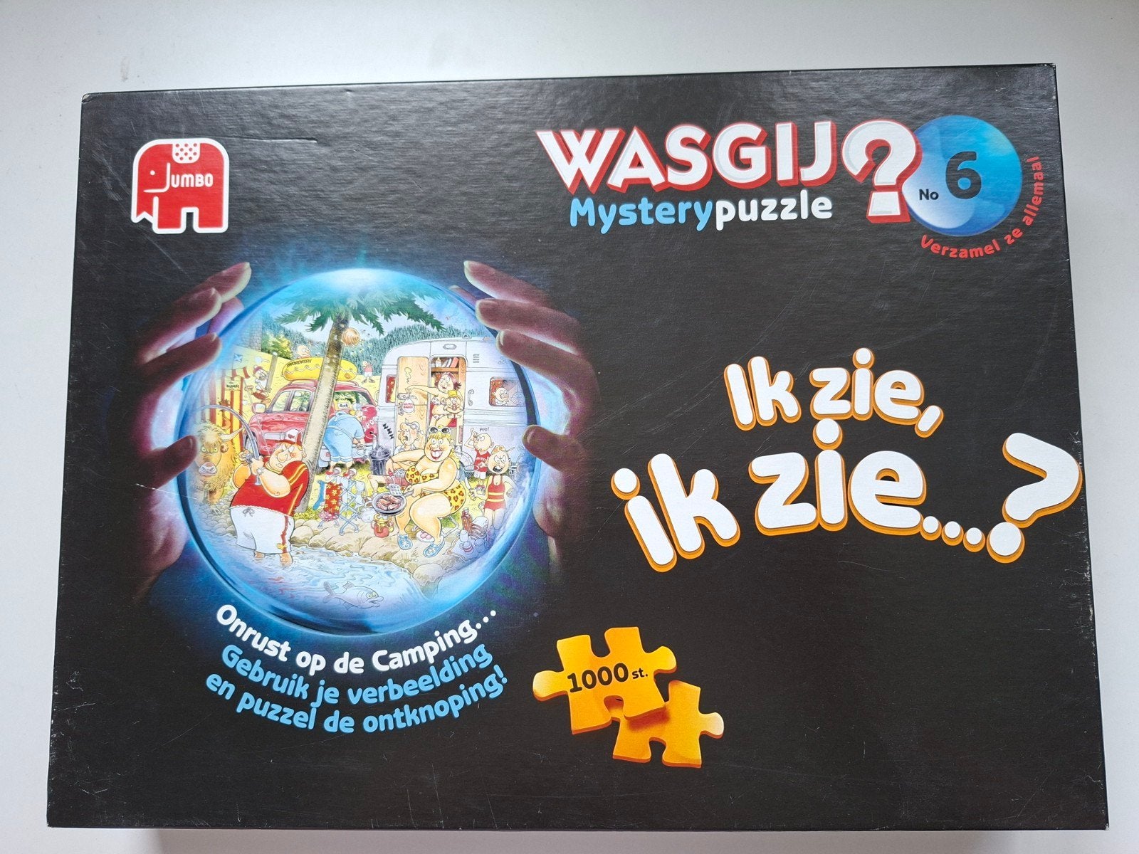 Wasgij Mystery Puzzel 6: Ik zie, ik zie... (1000 stukjes), Ophalen of Verzenden, 500 t/m 1500 stukjes, Zo goed als nieuw, Legpuzzel
