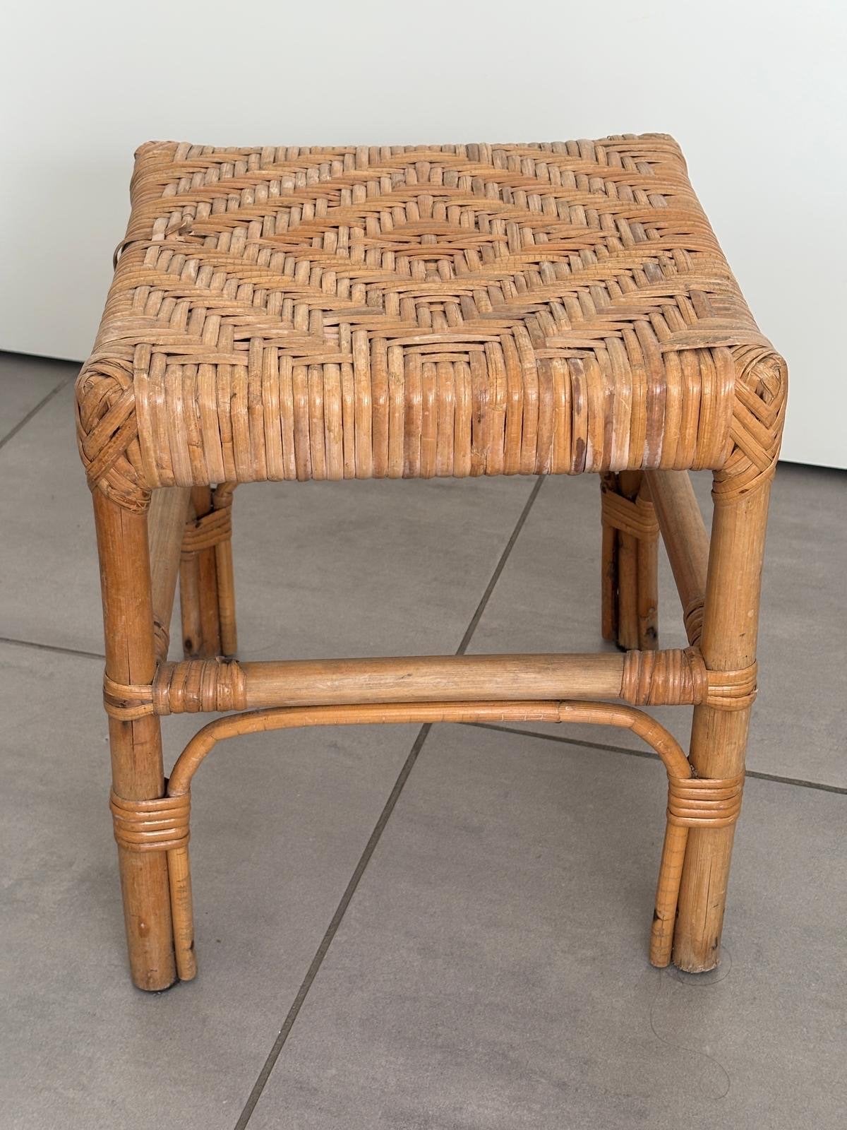 Vintage rotan krukje plantenkrukje, Huis en Inrichting, Ophalen, Gebruikt, Overige materialen