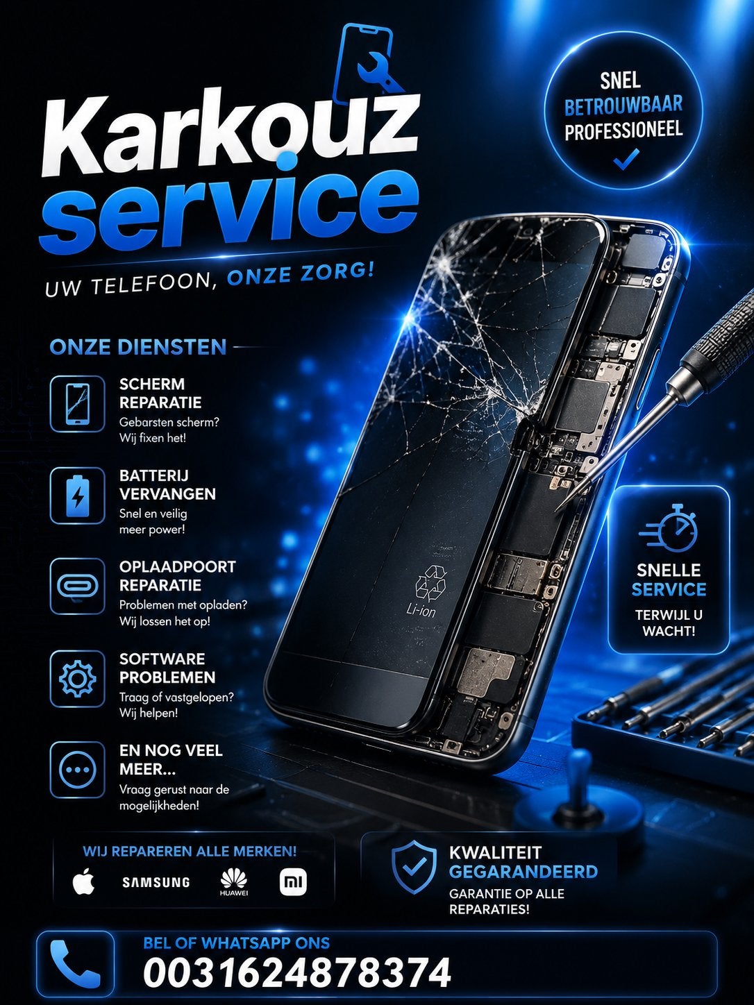 Karkouz Service – Telefoonreparatie in Veghel, Ophalen of Verzenden