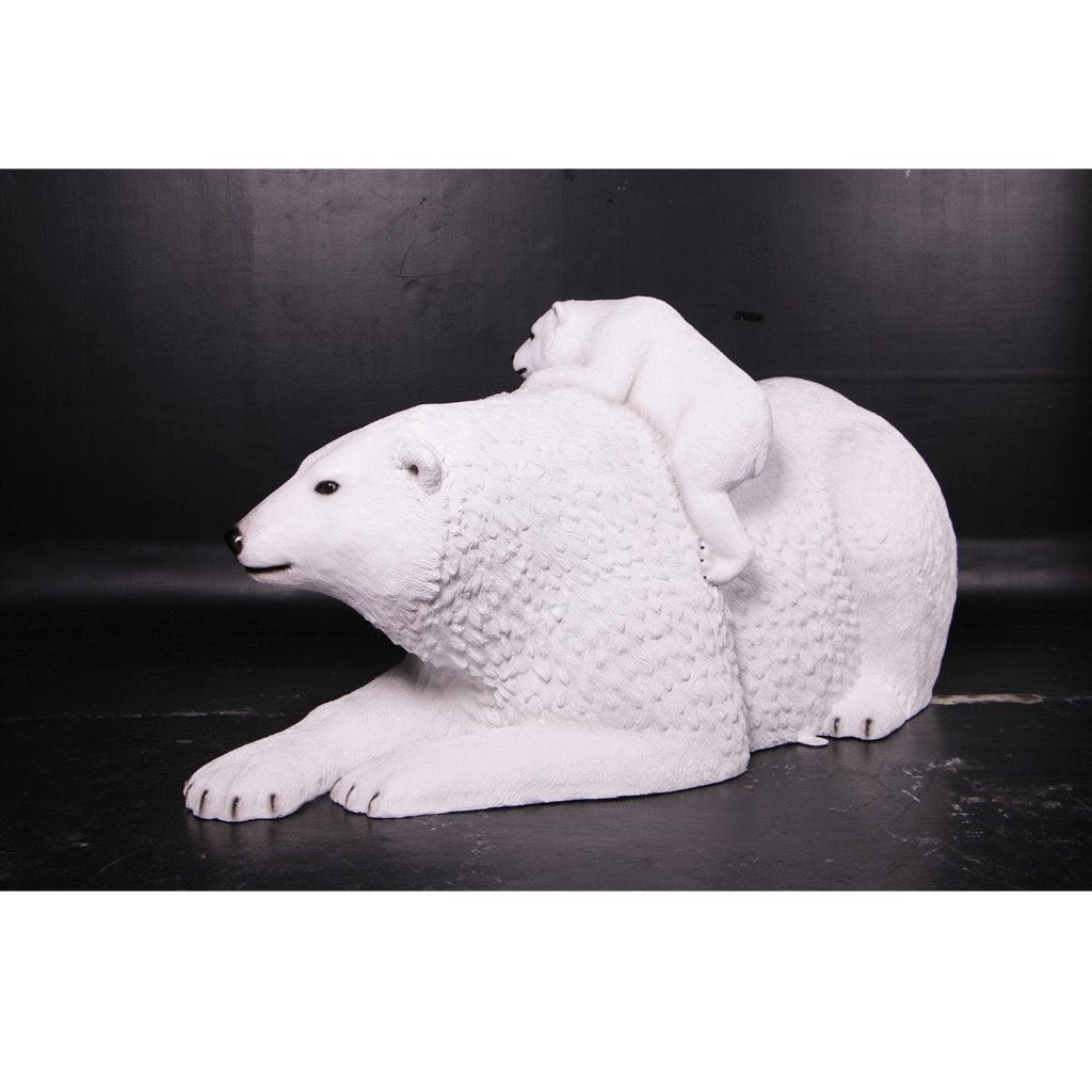 Polar Bear beeld met jong – IJsbeer lengte 190 cm, Ophalen, Nieuw, Overige typen