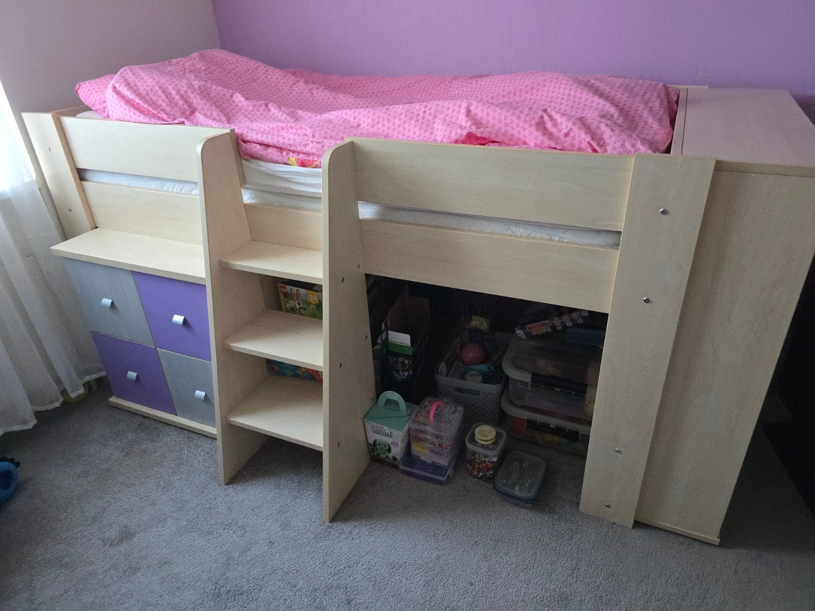 Complete kinder/tienerkamer met halfhoogslaper en bureau, Ophalen of Verzenden, Gebruikt, Meisje
