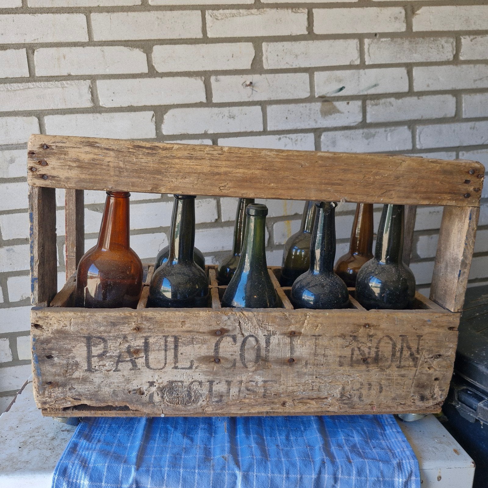 Vintage houten flessenrek / krat - Paul Collignon, Ophalen