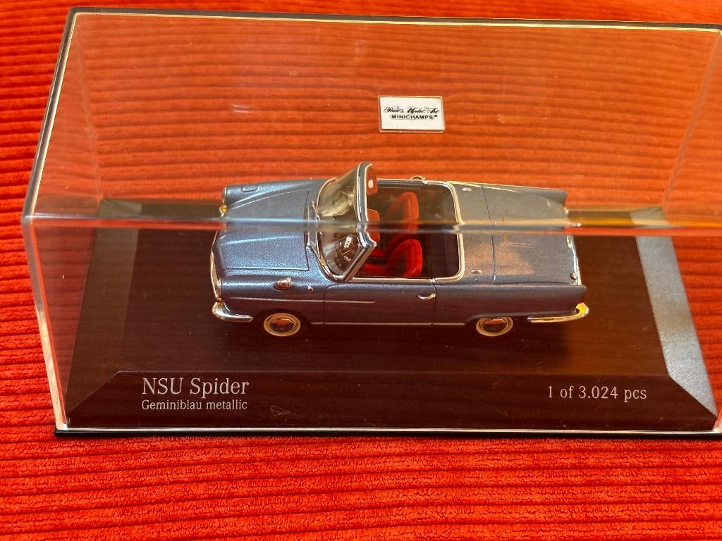 miniatuurmodel NSU Spider in Geminiblau metallic, Ophalen of Verzenden, Zo goed als nieuw, Auto, MiniChamps