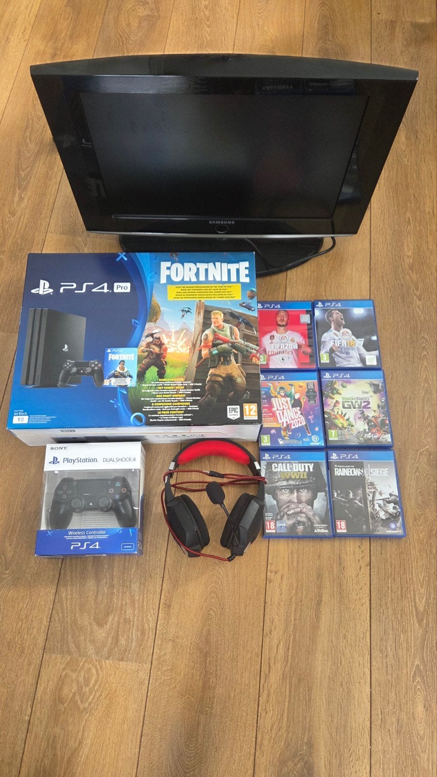 PS4 Pro 1tb incl. 6 games, 2 controllers, headset en tv, Met games, Met 2 controllers, Ophalen of Verzenden, Zo goed als nieuw