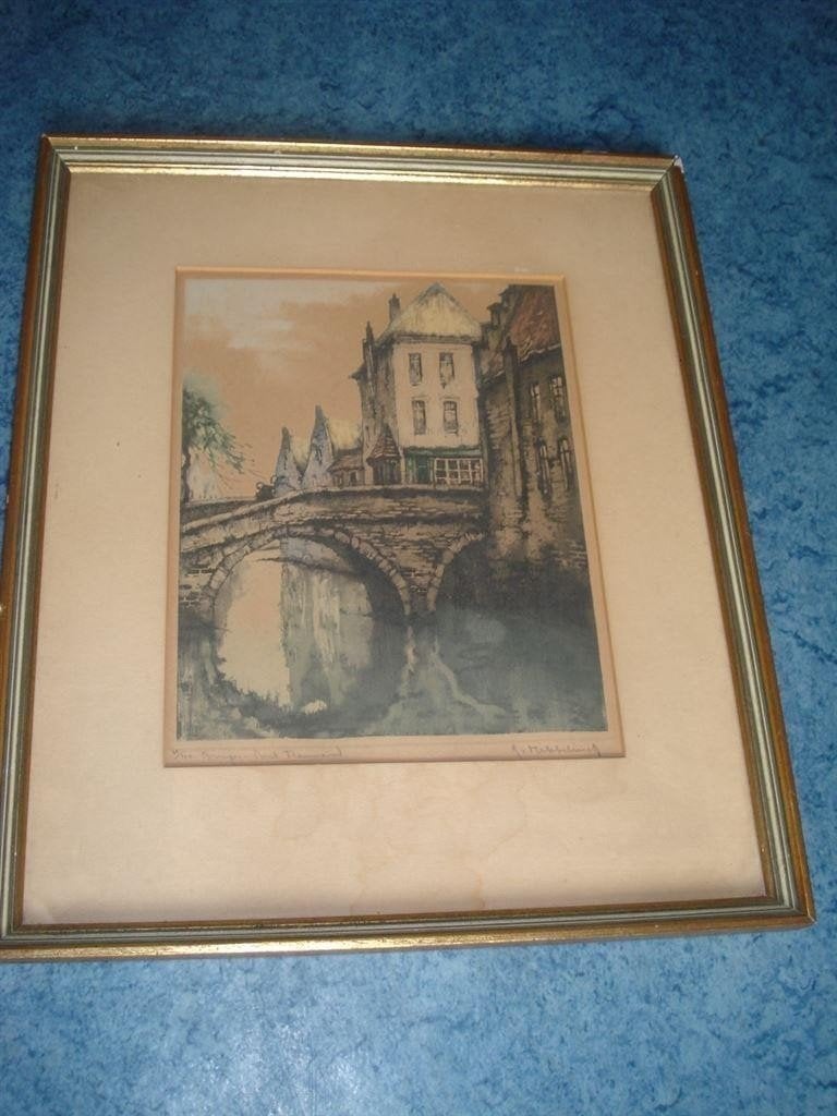 R. Hebbelink, kleurenets, gesigneerd, Antiek en Kunst, Ophalen of Verzenden