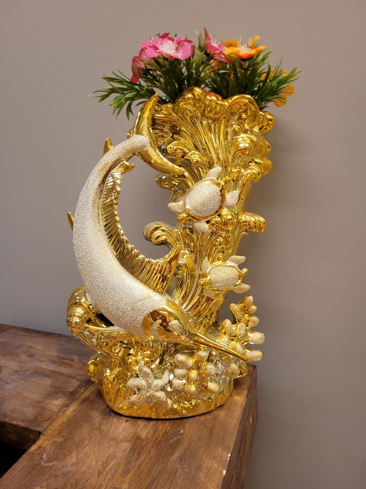 beeld vaas vis, 25 cm, Nieuw, Ophalen of Verzenden, Metaal