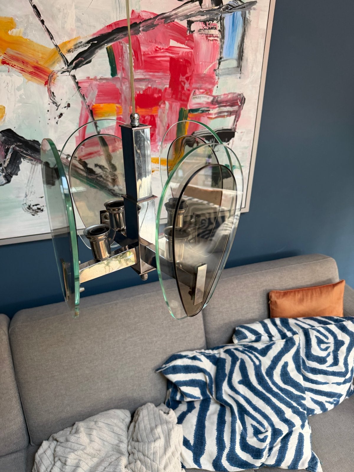 Veca Space Age Hanglamp - Glas en Chroom, Ophalen of Verzenden, Gebruikt, Glas, E14 (klein)