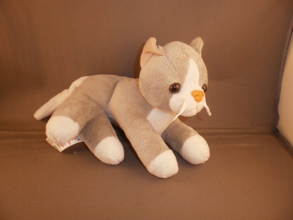 toy-kits poes grijs/wit velours 16 cm van voor poot tot bil, Grijs, Ophalen of Verzenden, Zo goed als nieuw, Wasbaar