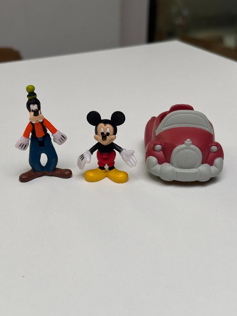 Vintage Disney Mickey Goofy speelgoed set, Verzamelen, Ophalen of Verzenden, Mickey Mouse, Gebruikt, Beeldje of Figuurtje