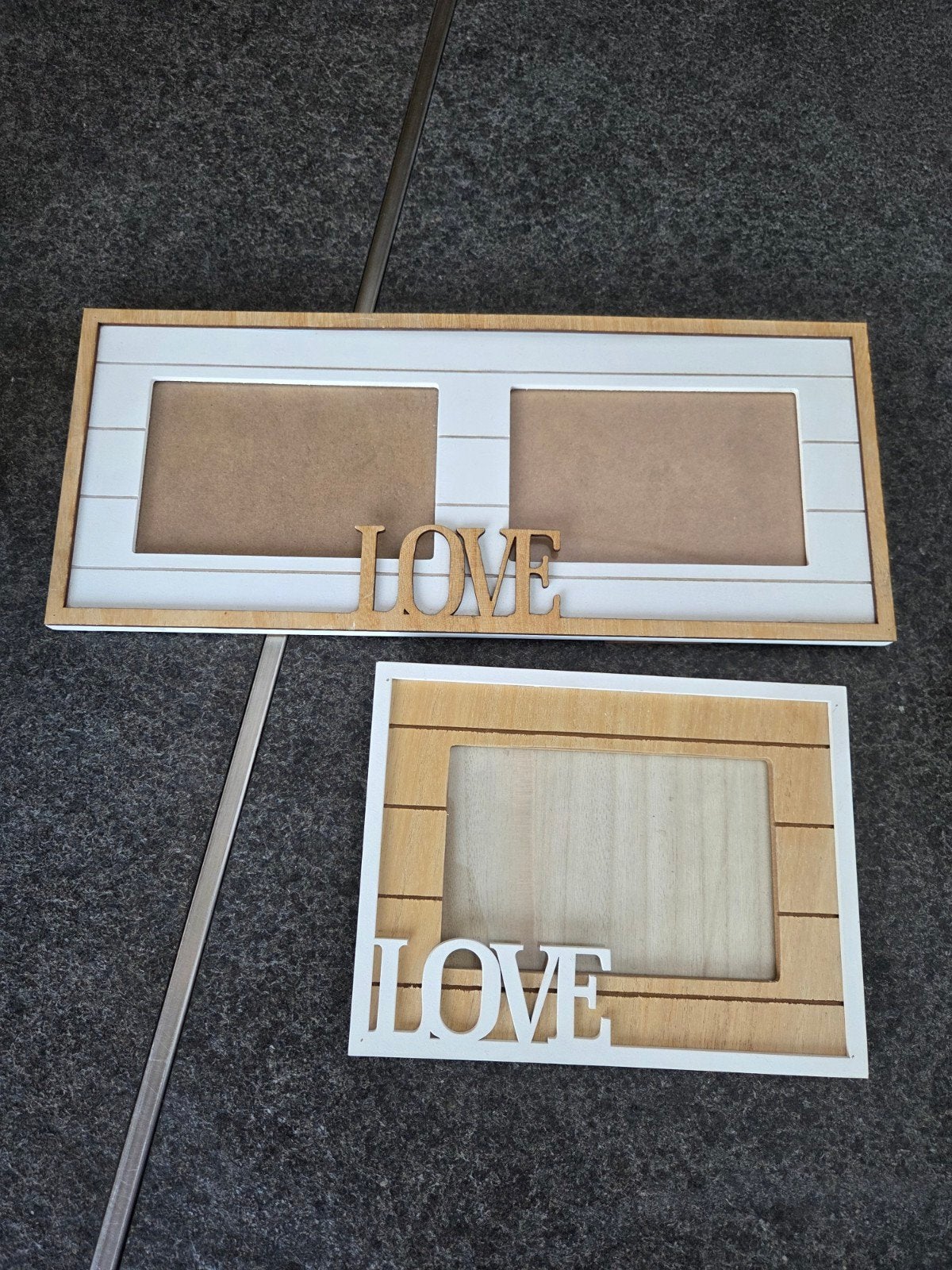 Set van 2 fotolijsten met 'LOVE' decoratie, Ophalen, Hout, Wit