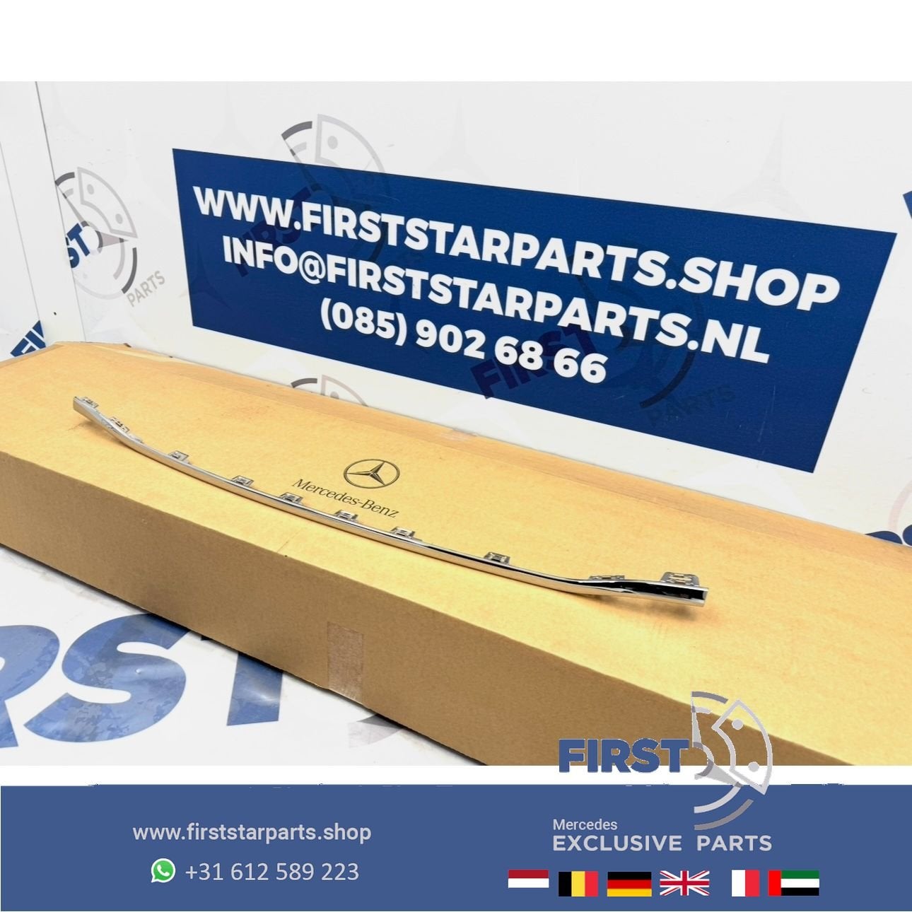 W206 BUMPER SIERLIJST CHROOM ACHTERZIJDE A2068856203 ACHTERB, Auto-onderdelen, Gebruikt, -, Ophalen of Verzenden, Bumper