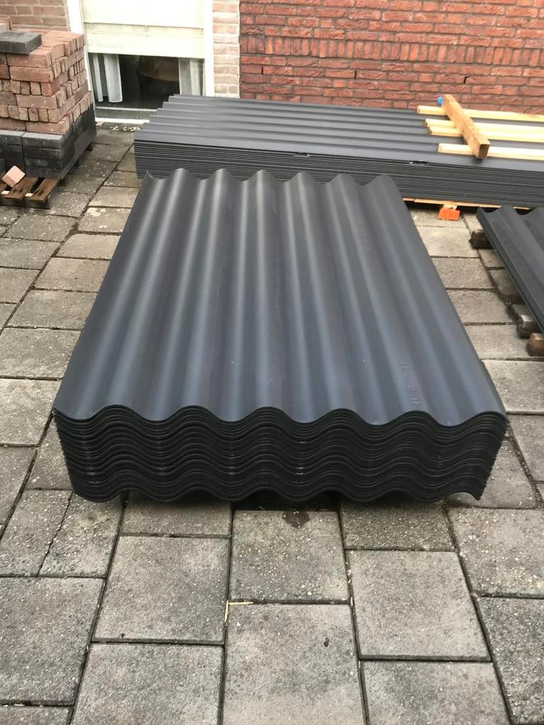 Nieuwe golfplaten donker grijs antraciet restanten opruiming, Doe-het-zelf en Verbouw, Platen en Panelen, Overige materialen, Goor