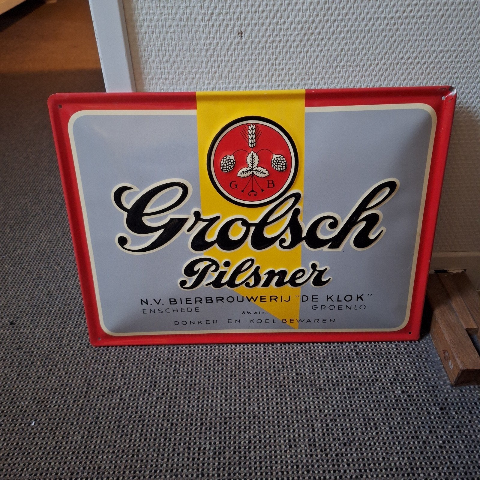 Grolsch bord, Ophalen of Verzenden, Gebruikt, Reclamebord, Plaat of Schild, Grolsch