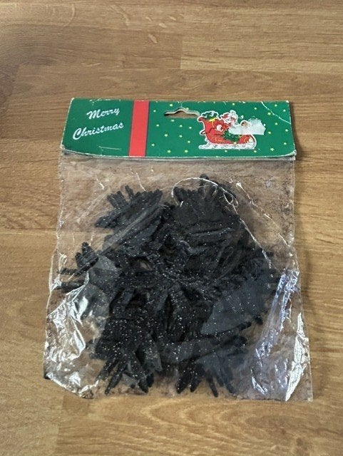 kerst 015 NIEUW 3 zwart glitter kerststerren doorsnede 13cm, Ophalen of Verzenden, Nieuw