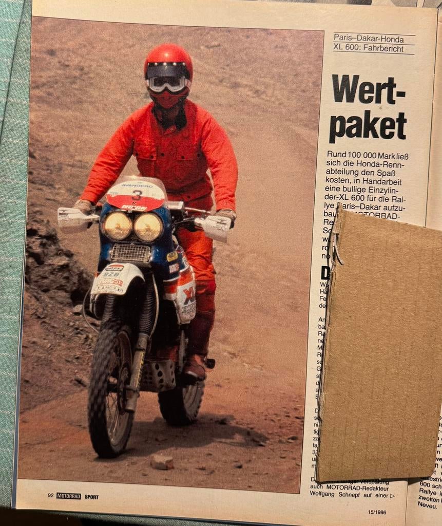 Verslag 1986 Honda XL600 Paris-Dakar, Verzenden, Zo goed als nieuw, Motoren