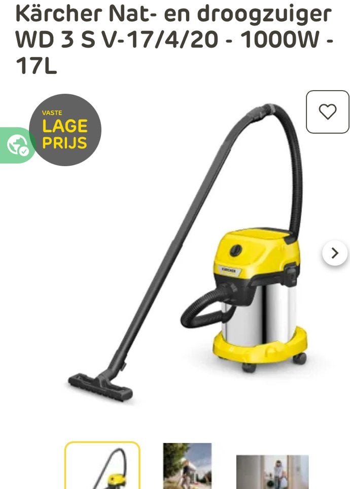 Kärcher nat- & droogzuiger wd 3 premium(zonder voet), Gebruikt, Kärcher, Ophalen of Verzenden, Industriële stofzuiger
