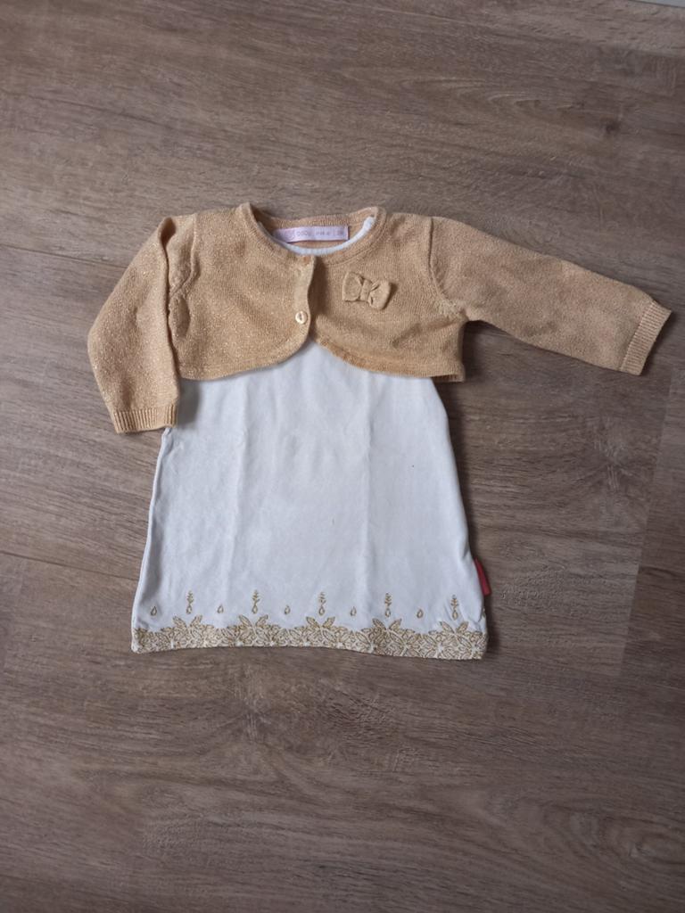 setje bestaande uit jurk en vestje van noppies en gemo! Maat, Kinderen en Baby's, Babykleding | Maat 62, Meisje, Jurkje of Rokje