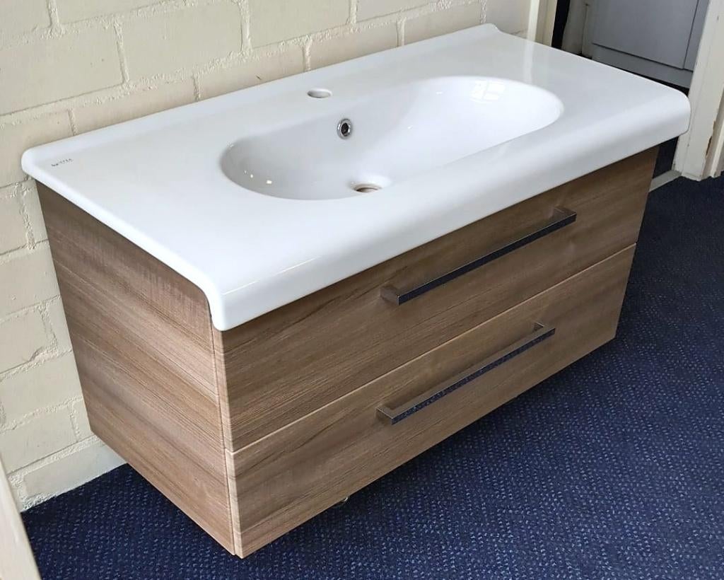 Design badmeubel warm-oak 100 cm NIEUW, Huis en Inrichting, Badkamer | Badkamermeubels, Ophalen, 100 tot 150 cm, Nieuw, Minder dan 100 cm