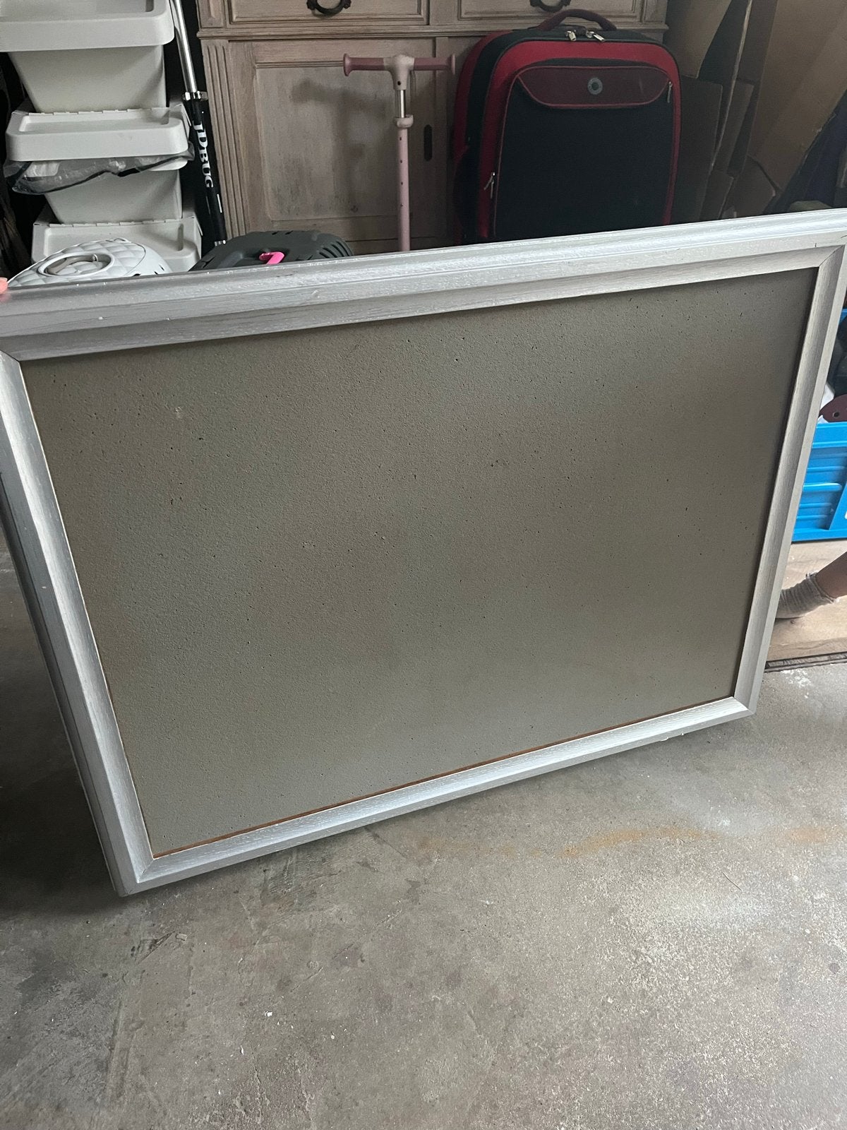 Oud houten prikbord, opgeknapt met zilveren verf, Ophalen, Gebruikt, Zilver, Hout
