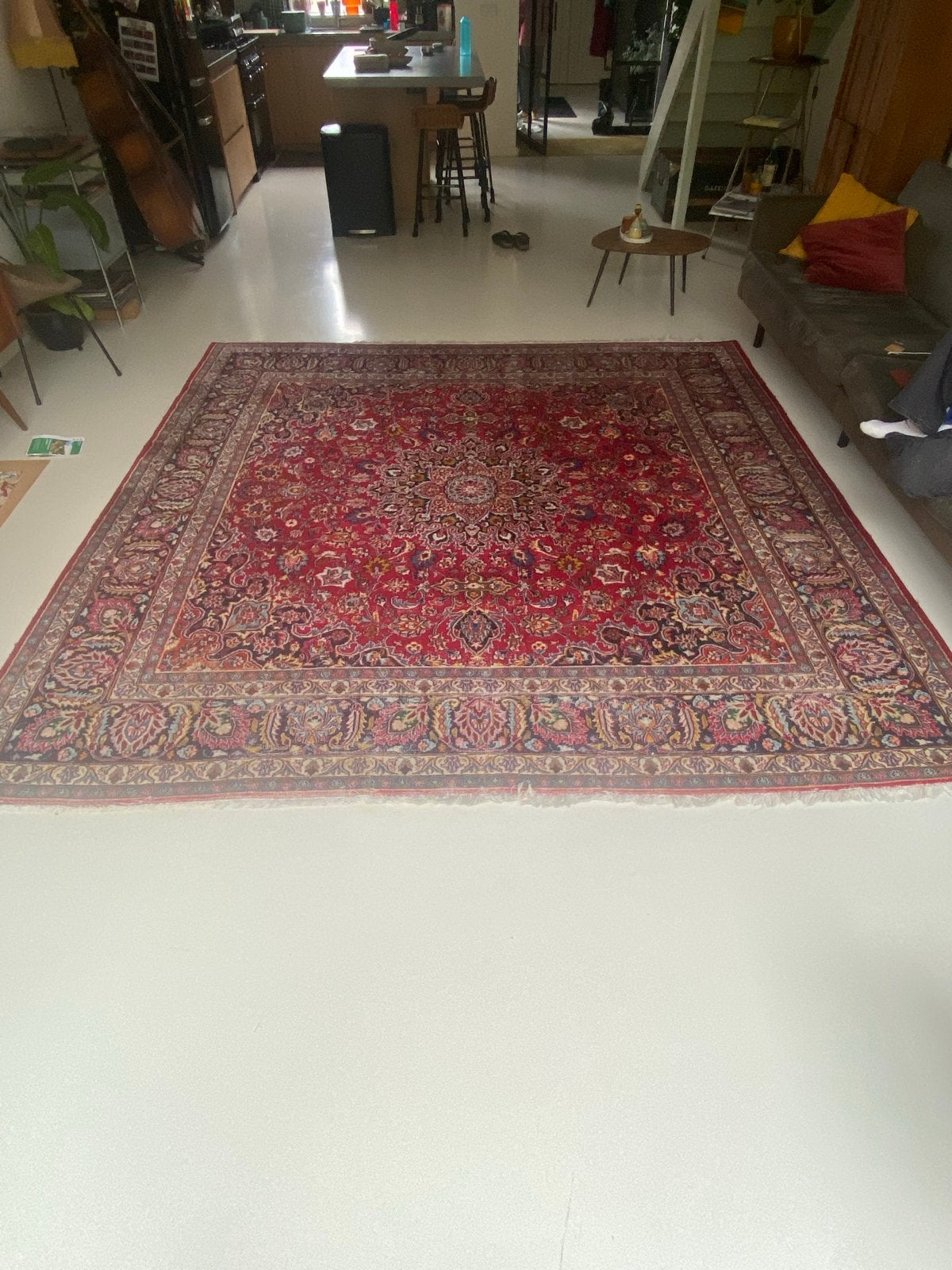 Perzisch tapijt - Rood met gedetailleerd patroon, Ophalen, Gebruikt, Vierkant, 200 cm of meer